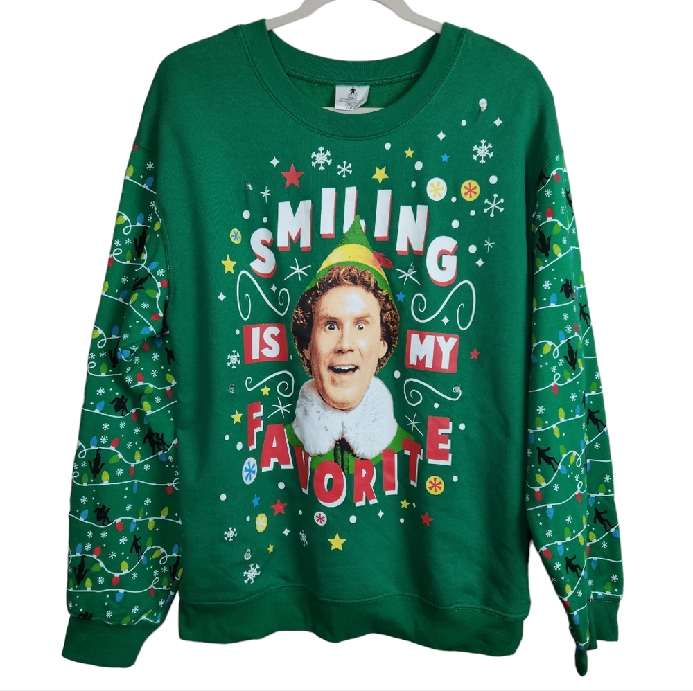 Elf Buddy the Elf LED Lighted Ugly Christmas Sweater Sweatshirt Women's Size L